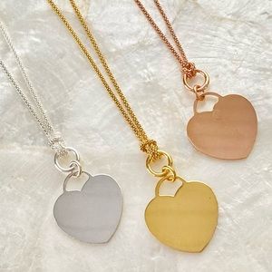 My Beloved Heart Pendant Necklace on Popcorn Chain - Silver Yellow or Rose Gold
